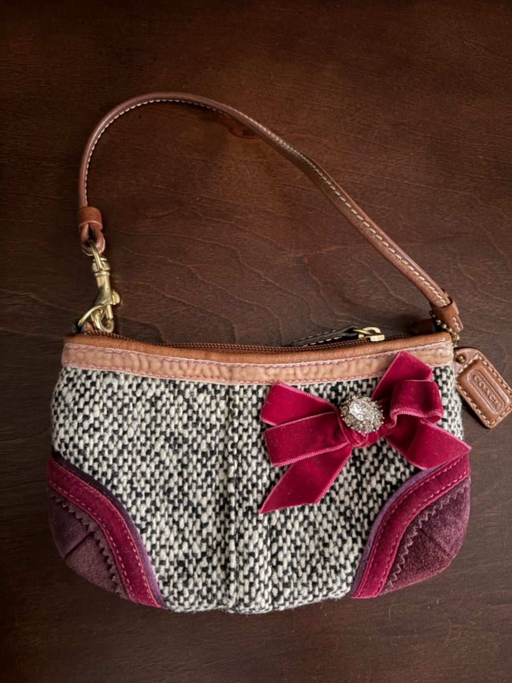 Coach Tweed & Suede Vintage Demi Wristlet HTF